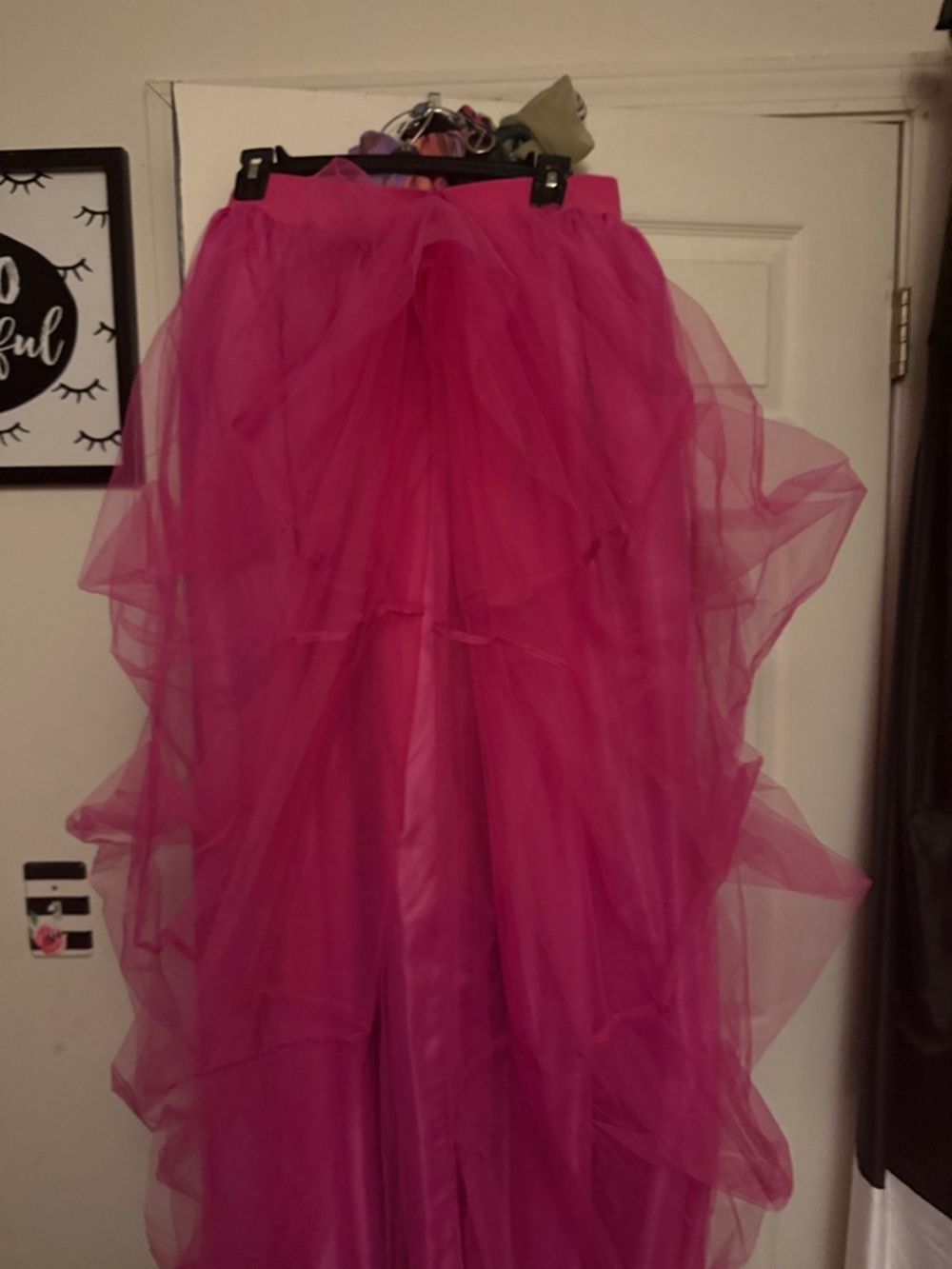 Voluminous Hot Pink Layered Tulle Maxi Skirt